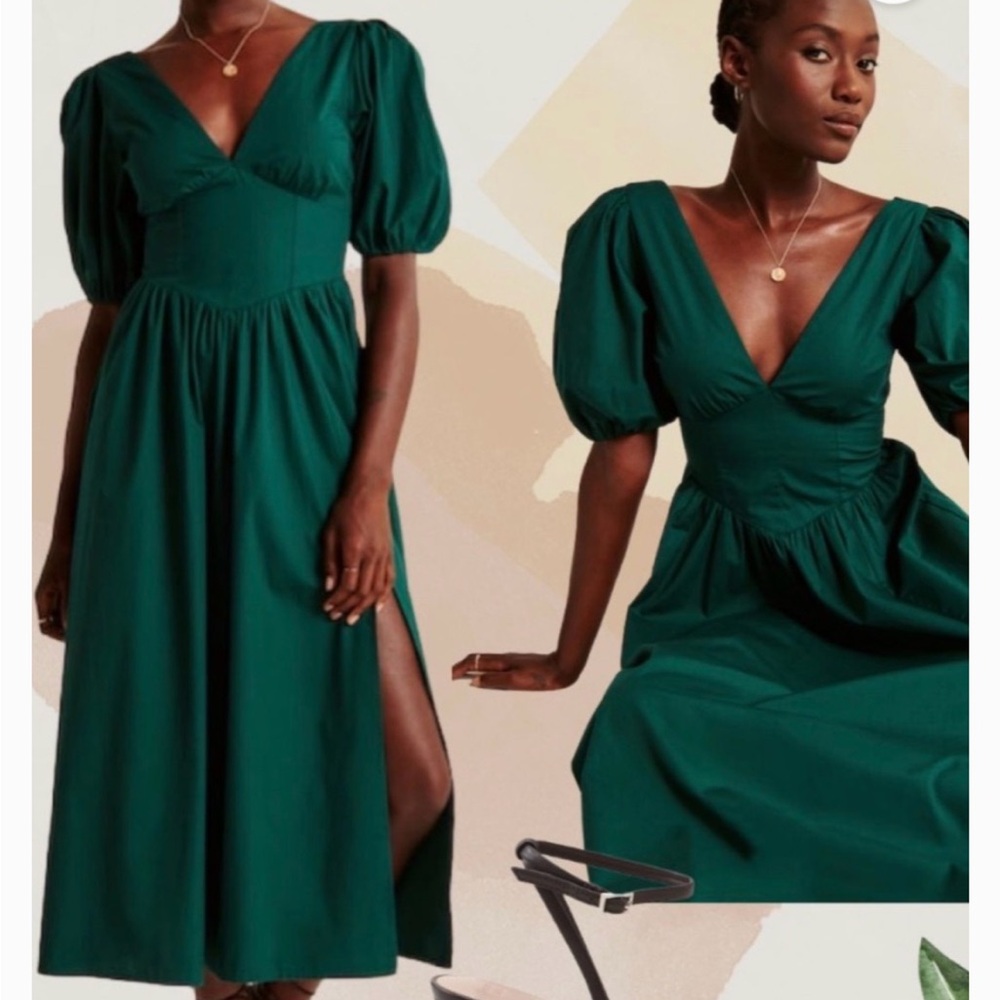 VGUC Abercrombie and Fitch Emerald Corset
V neck puff sleeve dress. Size XS